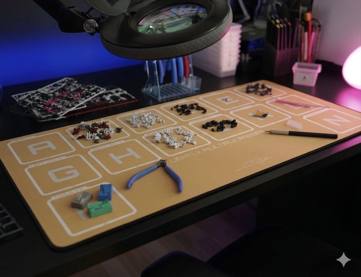Gunpla Build Desk Mat L - Desert Sand