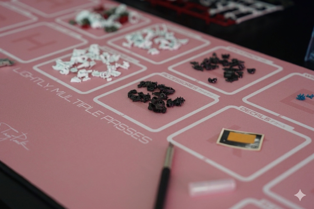 Gunpla Build Desk Mat L - Antique Rose