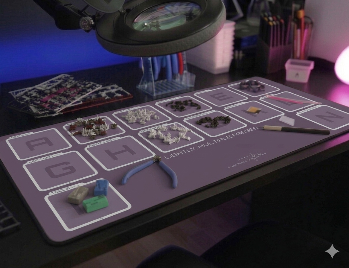 Gunpla Build Desk Mat L - Phantom Violet