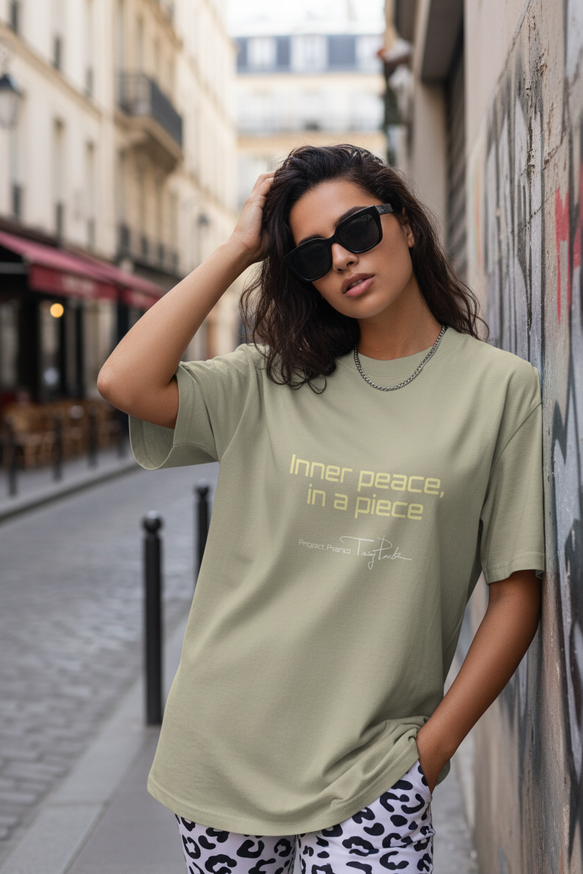 Oversized faded t-shirt - Inner peace, in a piece