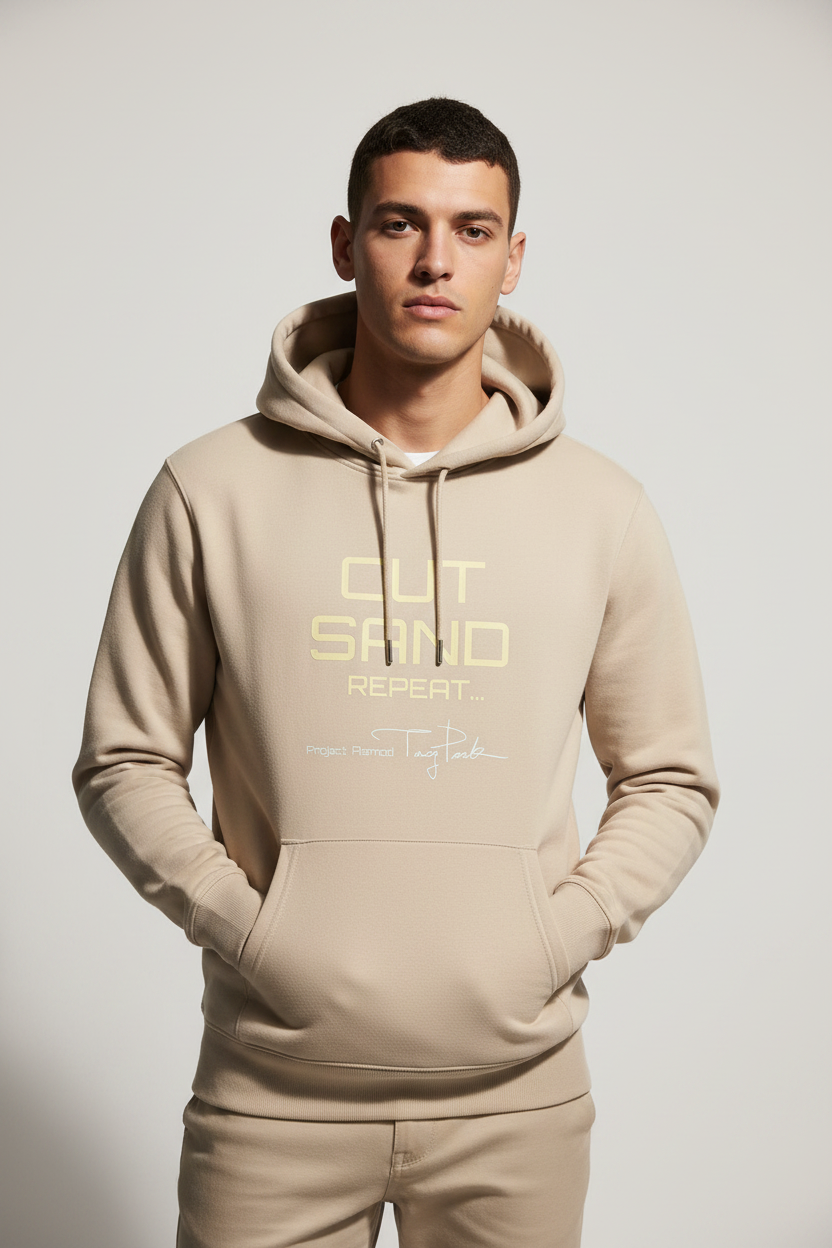 Unisex essential eco hoodie - Cut sand repeat