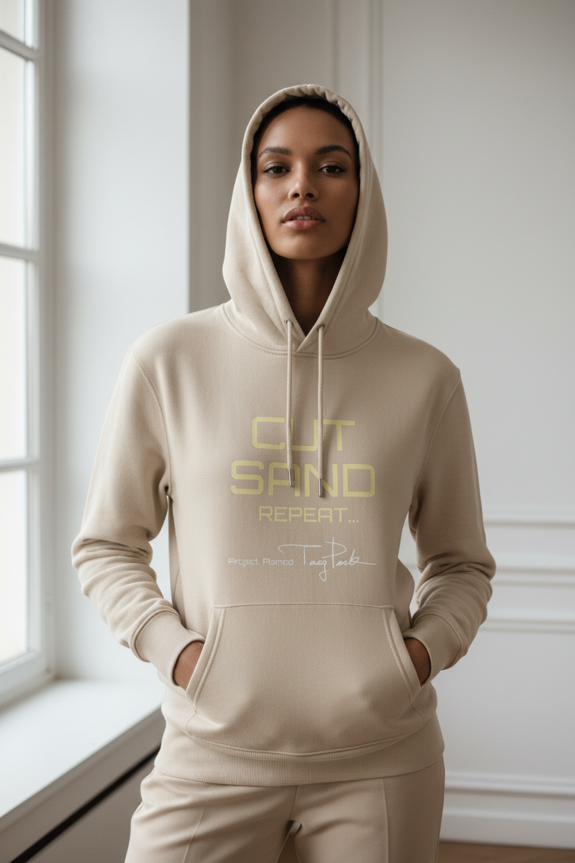 Unisex essential eco hoodie - Cut sand repeat
